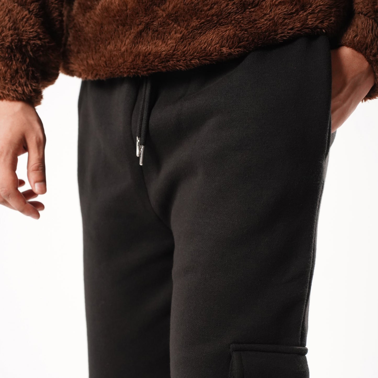 Black Cargo Trousers (Fleece)