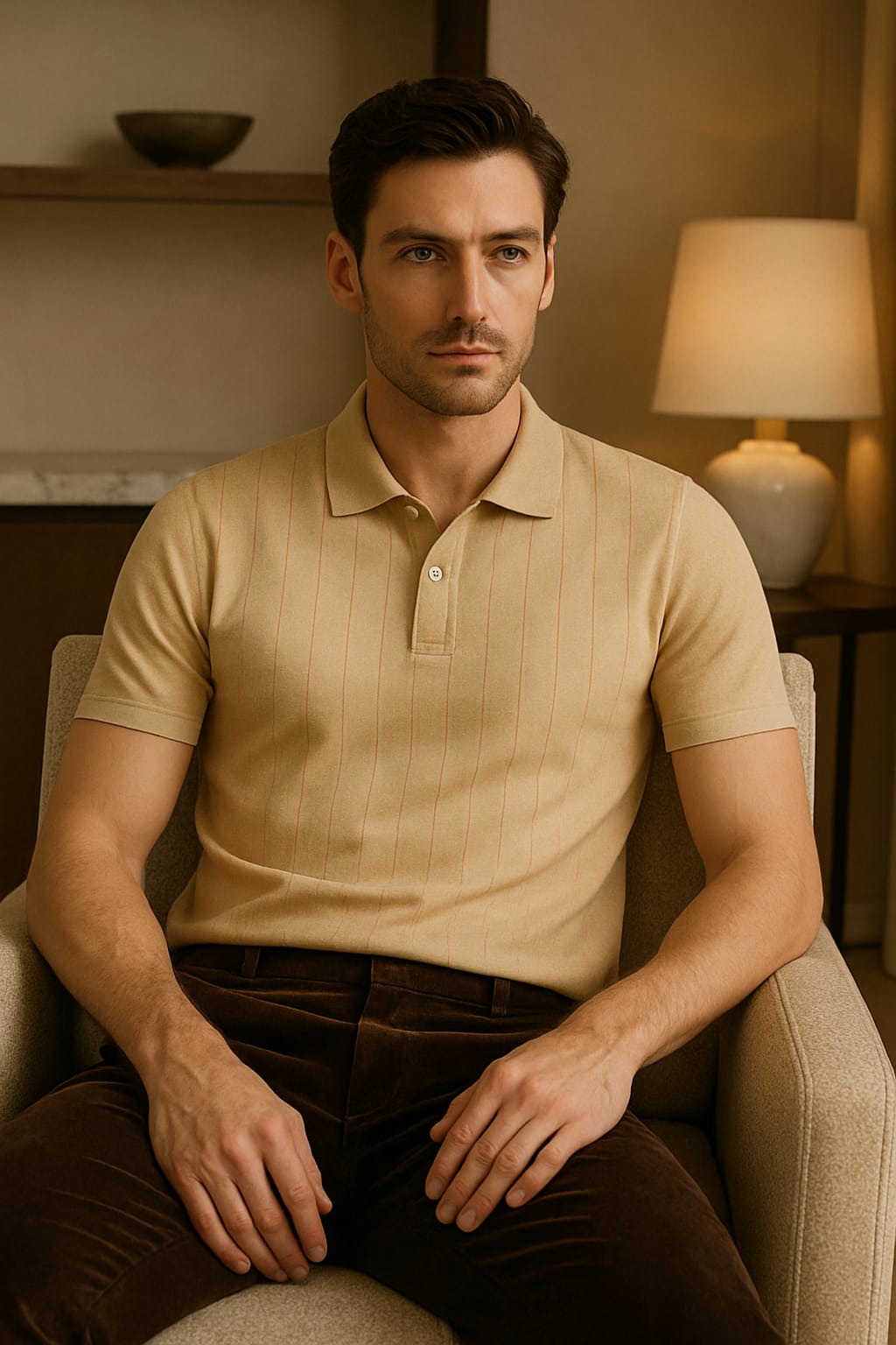 Classic Beige Drop Knit Polo