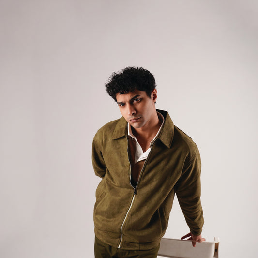 Olive Green Suede Jacket