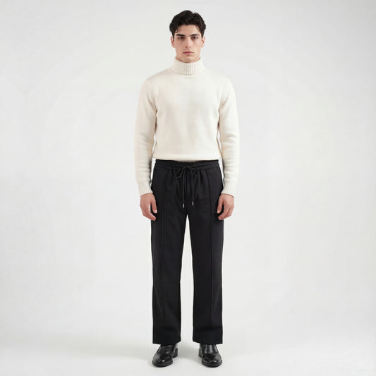 Black Pleated Trousers (Fleece)