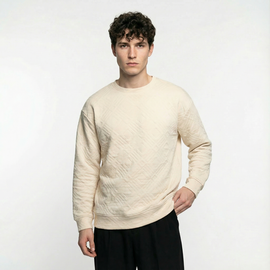 Beige Textured Sweatshirt