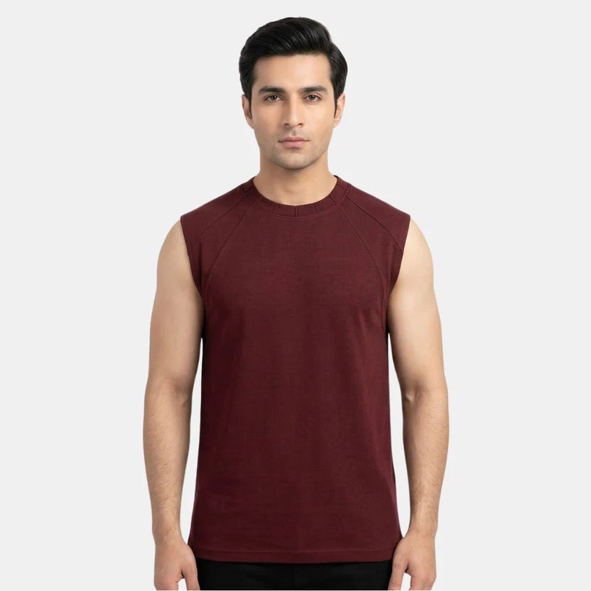 BURGUNDY SLEEVELESS TEE
