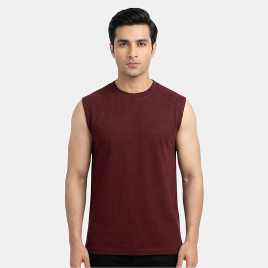 BURGUNDY SLEEVELESS TEE