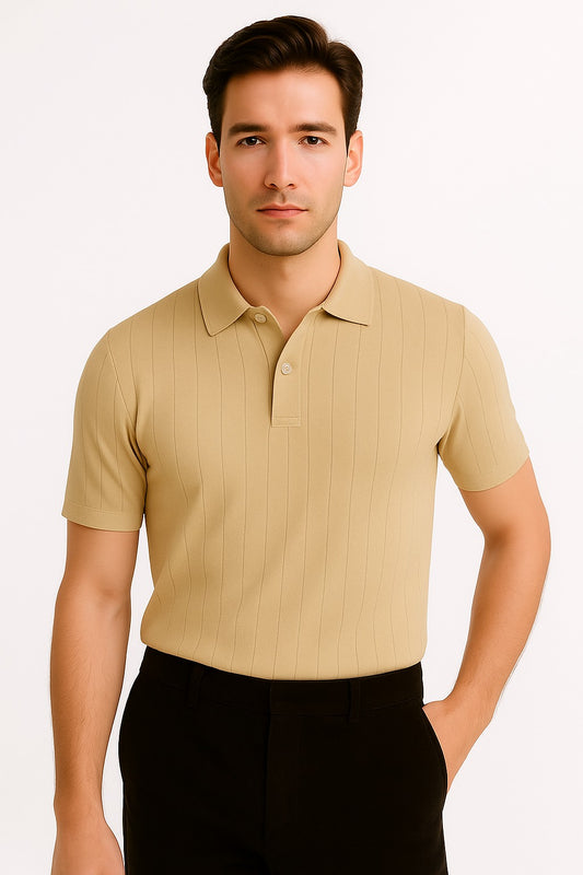 Classic Beige Drop Knit Polo