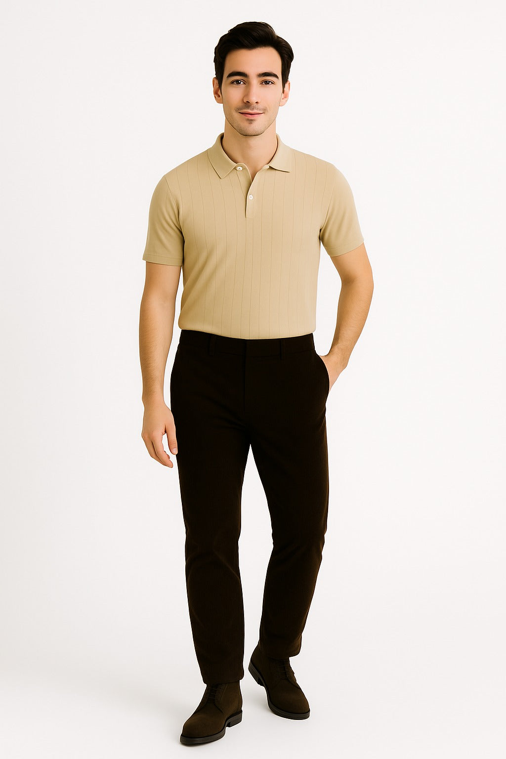 Classic Beige Drop Knit Polo